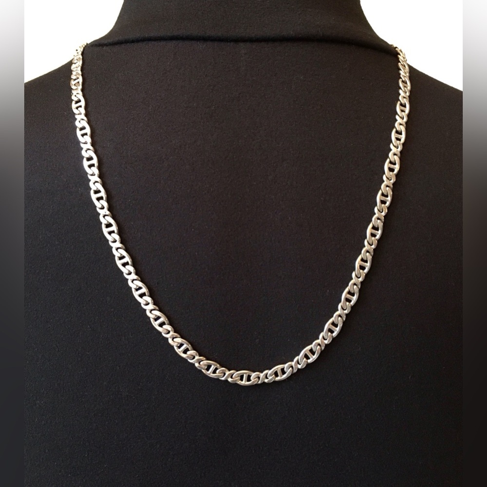 24” Men’s Flat Link Silver Tone Chain